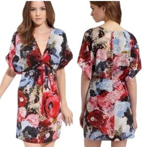 ANTHROPOLOGIE Leifsdottir 100% Silk Rare River Fish Print V-Neck Dress Size 4